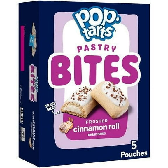 Pop-Tarts Baked Pastry Bites, Kids Snacks, School Lunch, Frosted Cinnamon Roll, 7Oz Box (5 Pouches)