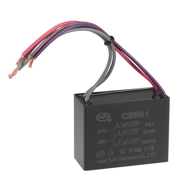 Capacitor de ventilador de techo CBB61 Uxcell 4.5/6/5uF 350V AC 5 cables, paquete de 1