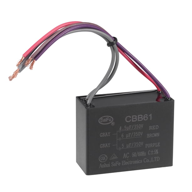 Capacitor de ventilador de techo CBB61 Uxcell 4.5/6/5uF 350V AC 5 cables, paquete de 1
