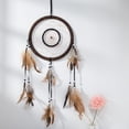 thumbnail image 3 of 21" Traditional Brown Dream Catcher with Feathers Wall or Car Hanging Ornament, 3 of 3