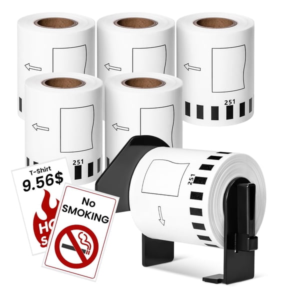 Rollos de Etiquetas MarkDomain DK-2251 Negro/Rojo para Brother QL
