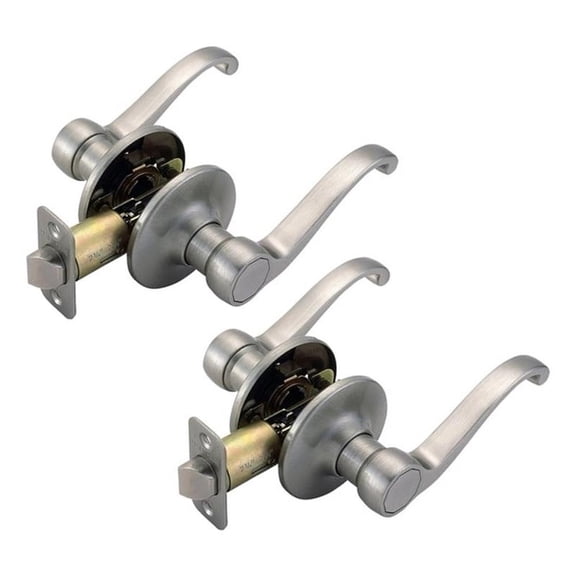 Bowery Hill Scroll Passage Brass Door Handle in Satin Nickel 2 Pack