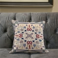 thumbnail image 3 of Amrita Sen Designs CAPL842BrCDS-BL-16x16 16 x 16 in. Paisley Leaf Geo Duo Broadcloth Indoor & Outdoor Blown & Closed Pillow - Beige, Indigo & Red, 3 of 3