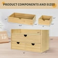 thumbnail image 4 of Bamboo Desk Organizer, Desktop Organizer with 3 Drawer, Tabletop Storage Organization Box for Bills, Countertop, Home Office Supplies, 4 of 14
