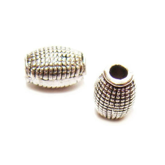 5x7mm Pack Of 20 Pcs Bali Style Pewter Barrel Beads For Jewelry Making