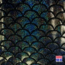 Mermaid Scales Black Reflective, Holographic and Shiny STRETCH Fabric 58"/60" Wide
