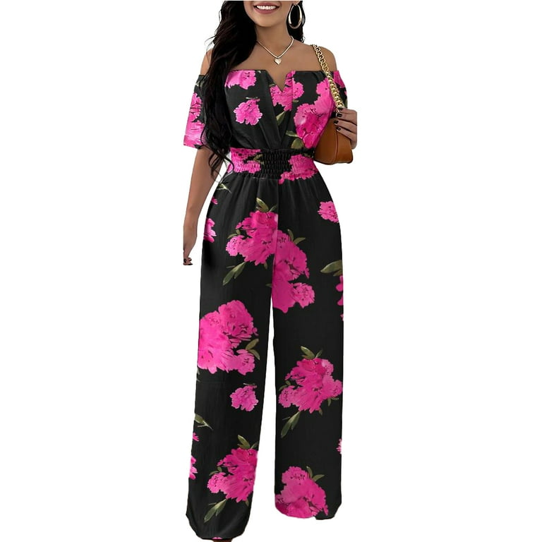 HAYOYUNL Women's Short Sleev Jumpsuits Casual Loose V Neck HAYOYUNL Women's Short Sleev Jumpsuits Casual Loose V Neck