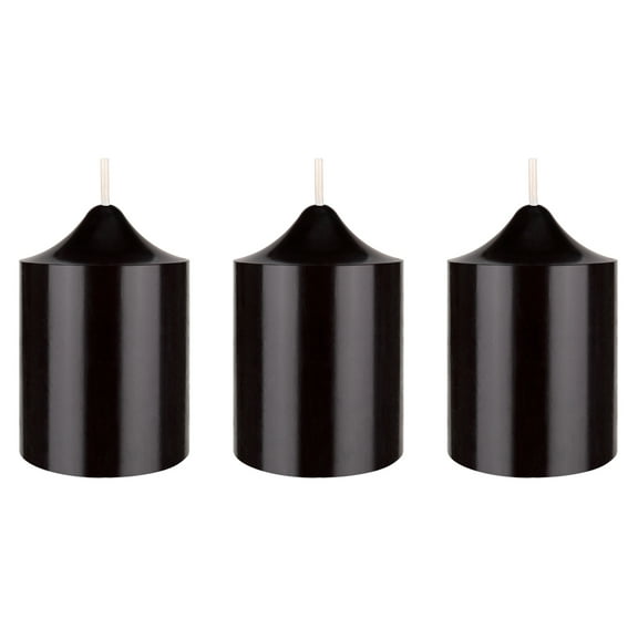 Mega Candles 3 pcs Unscented Black Dome Top Round Pillar Candle, Hand Poured Premium Wax Candles 2 Inch x 3 Inch, Home Décor, Wedding Receptions, Baby Showers, Birthdays, Celebrations, Party & More