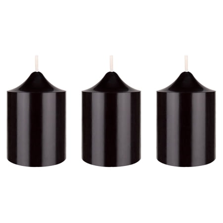 Mega Candles 3 pcs Unscented Black Dome Top Round Pillar Candle Hand Poured Premium Wax Candles 2 Inch x 3 Inch Home Décor Wedding Receptions Baby Showers Birthdays Celebrations Party & More