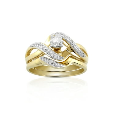 Forever Bride Bridal Set Ring with 0.20 Carat T.W. Diamond in 10K Yellow Gold For Women