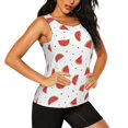 thumbnail image 2 of Wukai Hand Drawn Watermelon Print &nbsp;Women's Workout Tank Top Mesh Yoga Shirts Athletic Running Tank Tops Athletic Gym Shirts - X-Large, 2 of 8