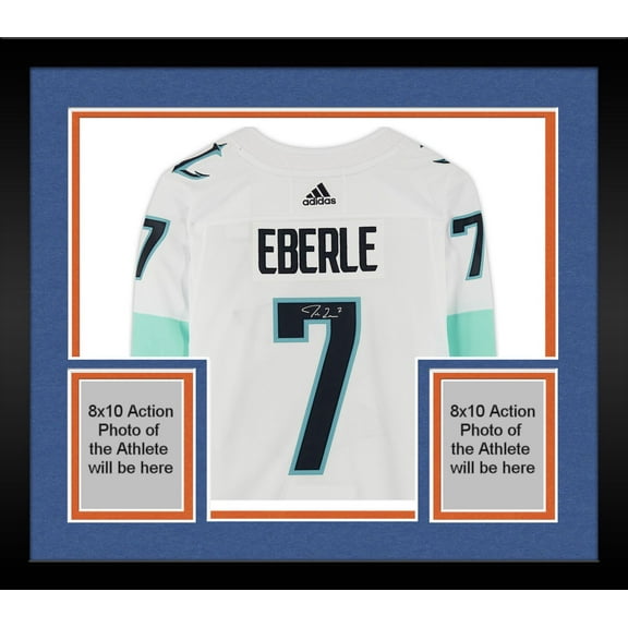 Framed Jordan Eberle Seattle Kraken Autographed White Adidas Authentic Jersey with Inaugural Season Jersey Patch - Fanatics Authentic Certified