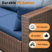 Techmilly Patio Furniture Sets, Modular Rattan Outdoor Patio Sectional Furniture Sofa Set, Wicker Patio Conversation Set for Backyard,7PCS