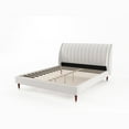 thumbnail image 4 of Beige Low Profile Upholstered Platform Bed with Wingback Headboard, Queen, 4 of 10