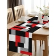 thumbnail image 3 of Burlap Table Runner 90 Inches Long, Red Gray Color Block Non-Slip Kitchen Table Runners for Dining Room Everyday Use Party Table Decorations Modern Minimalist Style, 3 of 9