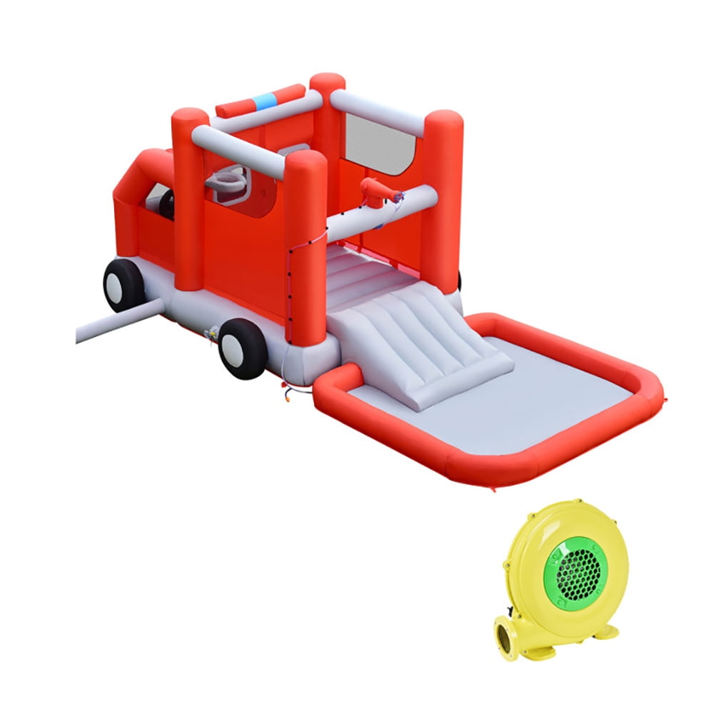 Aimee Lii Fire Truck Themed Inflatable Castle Water Park Kids Bounce House with 480W Blower, Playhouse for Kids Outdoor Aimee Lii Fire Truck Themed Inflatable Castle Water Park Kids Bounce House with 480W Blower, Playhouse for Kids Outdoor