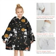 thumbnail image 6 of Black Halloween Dancing Skeletons Blanket Hoodies for Kids 6-13YR Oversize Wearable Blanket Hoodies for Boys Girls Teens, 6 of 7
