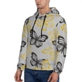 thumbnail image 3 of Rateoe Golden Glitter Butterflies Pattern Mens Hoodie, Pullover Hooded Sweatshirt, Kangaroo Pocket Hoodie Ideal for Daily Wear, Travel and Home-X-Large, 3 of 7