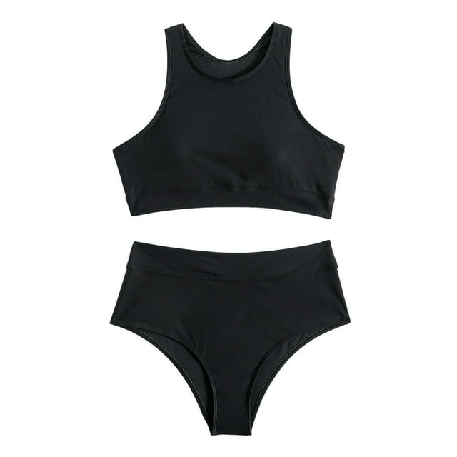 Swimming Costume 2Pcs/Set Push-up Wire Free Charming Lady Tummy Control Solid Color Swimsuit