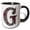 Black/White, variant on 3drose, Pretty Image of Ruby Jeweled Monogram Letter G, 11oz Two-tone Red Mug