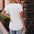 thumbnail image 4 of Camisetas Casuales de Manga Corta de las Mujeres con Cuello en V, Cuello Redondo, Color Sólido Blusa Ligera de Poliéster, 4 of 7