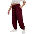 thumbnail image 4 of Red Womens Sweatpants Plus Size Pants Daily Elastic Waist Pockets Sport Casual Solid Pants Loose Long Sweatpants Trousers Sweatpants Womens Fashion, 4 of 6
