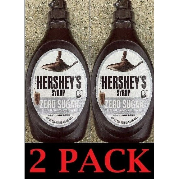 2x Hershey's Genuine CHOCOLATE Flavor Syrup ZERO SUGAR 17.5 Oz Bottle - 2 PACK