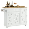 thumbnail image 3 of Homfa Kitchen Island with Storage, 27.6" W Wood Kitchen Island Cart with Drop Leaf, White Rolling Cart with Lockable Wheels, 3 of 7