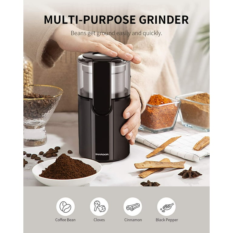 SHARDOR Coffee Grinder Electric, Coffee Bean Grinder Electric, Herb Grinder,  Nut Grain Grinder with 1 Removable Stainless Steel Bowl, Black - Yahoo  Shopping