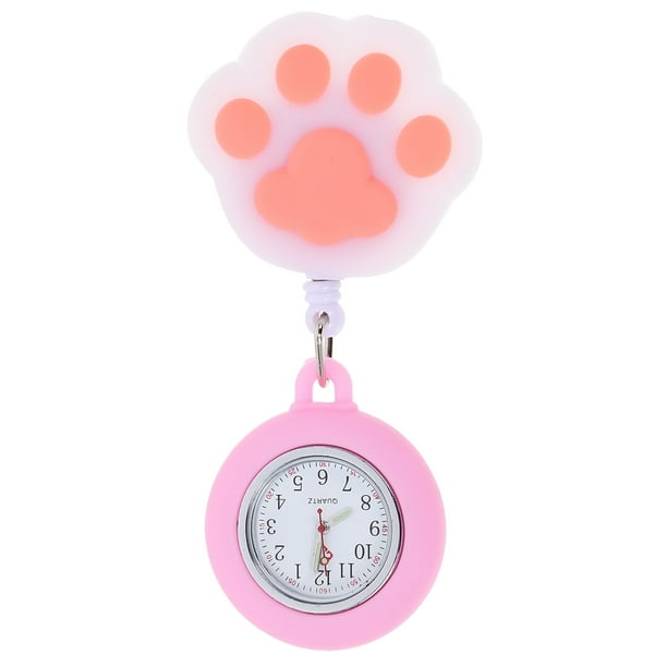 Relojes de enfermera de moda, práctico reloj de enfermería, reloj de bolsillo diseñado con pata de gato