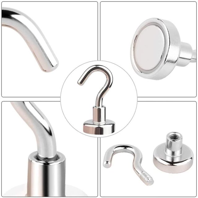 Ganchos magnéticos, imán extra fuerte con gancho para nevera, gancho de crucero resistente para techo, soporte magnético peque?o para furgoneta, herramienta (10 piezas, plateado) XianweiShao 8390605431906