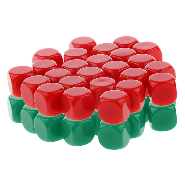 50 Piezas D6 Dados Opacos en para DIY Manualidad Fabricación Verde + rojo