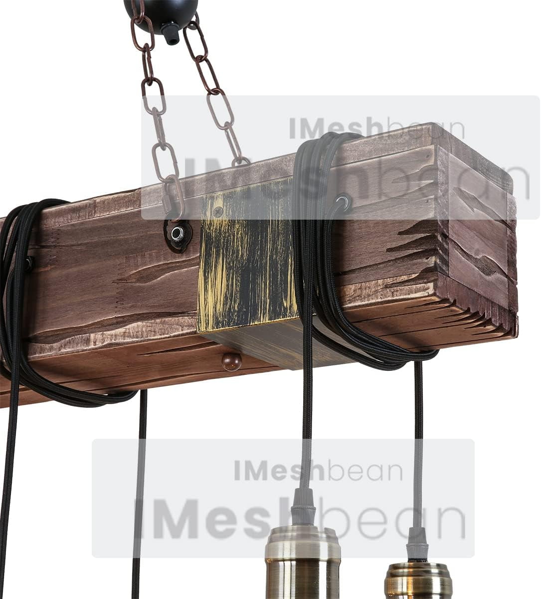 iMeshbean Wood Chandelier 10 Lights Wooden Retro Rustic Pendant Light Industrial Chandelier Wood Ceiling Light Fixture for Dining Table Kitchen Island Bar Billiard Pool Table (10 Heads)