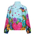 thumbnail image 6 of Jackets for Women Winter Coat Jackets Flannel Stand Collar Jacket(Colorful Floral Heart Garden,Size:S-4XL), 6 of 7