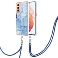 thumbnail image 2 of Mantto for Samsung Galaxy S21 Plus Case, with Lanyard Adjustable Strap, Marble Pattern Soft TPU Bumper Hard PC Back Shockproof Protective Glossy Stylish Durable Phone Case for Women Girls,Blue, 2 of 7