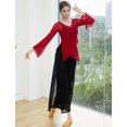 thumbnail image 5 of FEOYA Modern Dance Pants Women 2 Layers Side Slit Mesh Flowing Classical Trousers Elastic Waist Wide Leg Practice Loungewear for Ballet Yoga Pilates L, 5 of 6