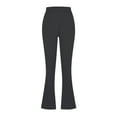 thumbnail image 5 of Gmluru Women's Wide Leg Pants Sports Casual Solid-Color Loose And Tight Waist Button Side Pocket Tight with Slit Cuffs Yoga Trousers Business Work Casual Pants Black S-2XL, 5 of 7