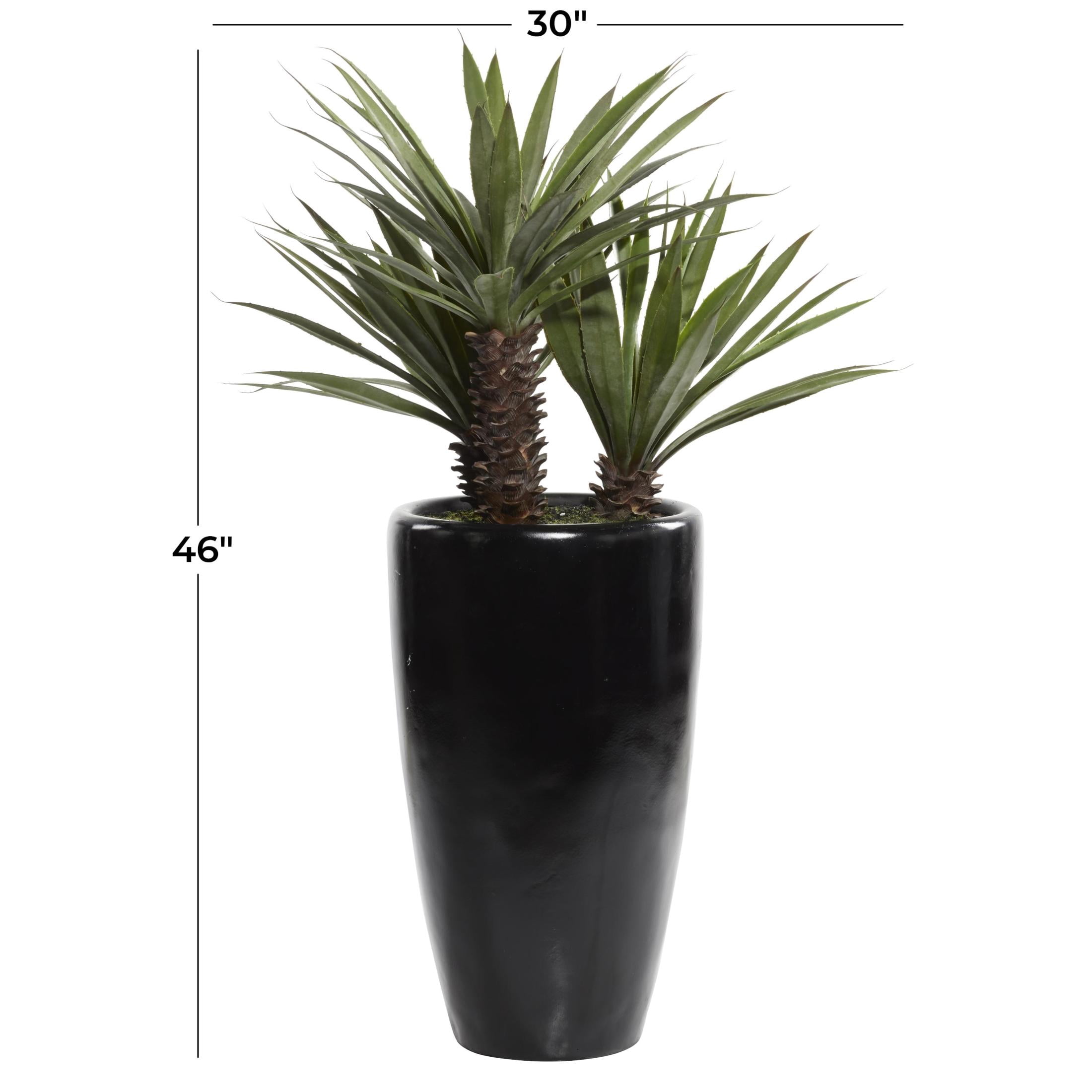 DecMode 46" Artificial Dracaena Plant in Realistic Leaves and Black Fiberglass Pot