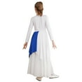 thumbnail image 5 of Zaldita Long Sleeve Praise Dance Dress for Girls Metallic Liturgical Worship Dance Costumes Asymmetrical Church Robe Tunic A Blue 10, 5 of 7