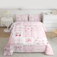 thumbnail image 2 of Homewish Cartoon Cherry Ribbon Bedding Comforter Set for Teen, Pink Stripes Buffalo Twin Comforter Sets, Kawaii Cartoon Bowknot Reversible Bedding Set, Super Cozy Room Decor, 2pcs, 2 of 8