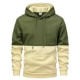 thumbnail image 2 of BXINGOHAI Mens Hoodies Pullover Sweatshirt Color Block Fleece Long Sleeve Patchwork Casual Hoodie with Pockets Green,3XL, 2 of 3