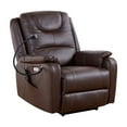 thumbnail image 2 of Motorized Bonded Leather Zero-gravity Recliner Chair with Massage and Heat, USB Ports, Phone Holder, Brown, 2 of 12