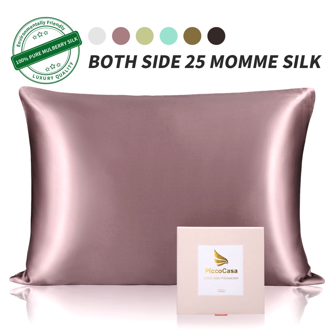 Unique Bargains 3 Pack 25 Momme Smooth Silk Pillowcase, Standard, Mauve