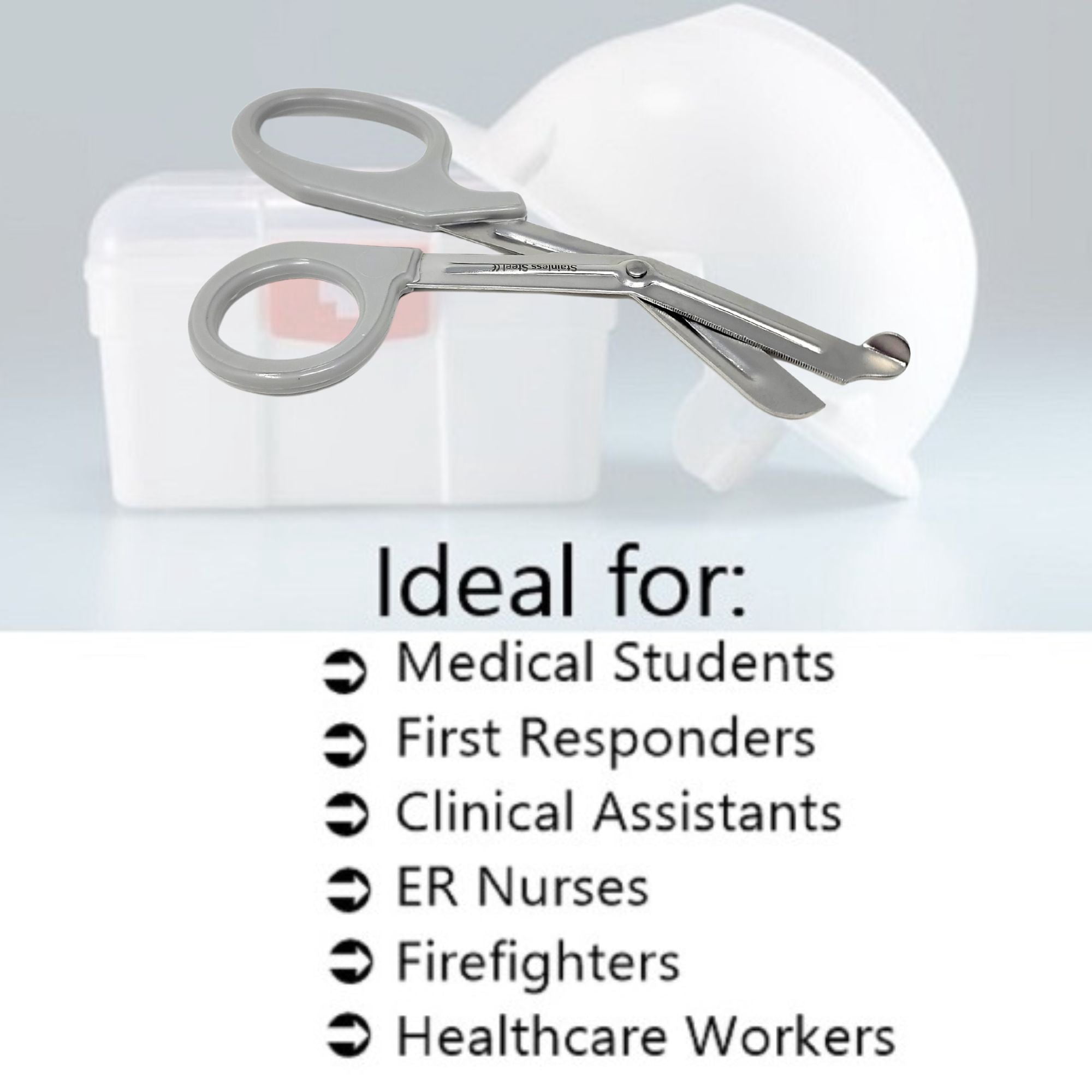 12/Pack Gray Handle Trauma Shears 7.25" Stainless Steel Scissors for Paramedics, EMT, Nurses, Firefighters + More