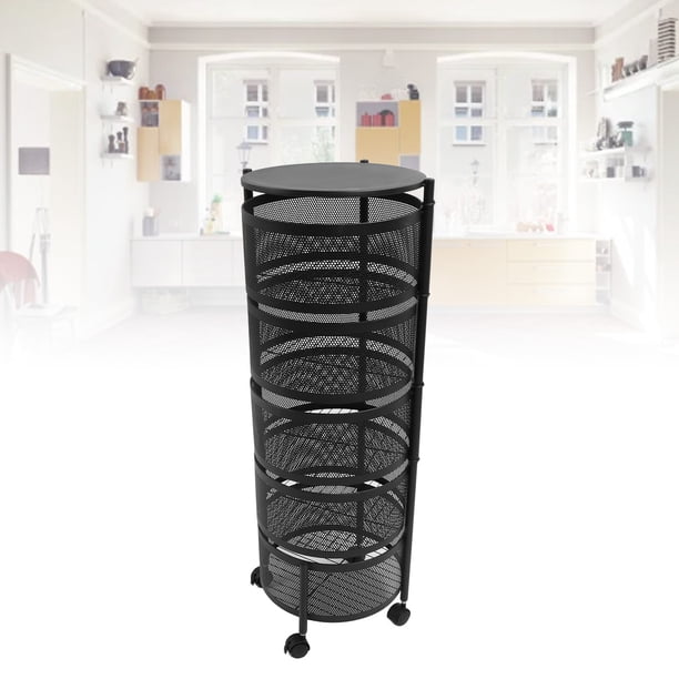 Kitchen Rotating Storage Rack Carbon Steel Material, 4 Wheels, Raised ...