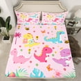 thumbnail image 2 of Manfei Teens Kawaii Dinosaur Full Size Sheets, Cute Cartoon Animal Bed Sheets, Palm Flower Botanical Sheet Sets, Breathable Home Decor, 4 Pieces, 2 of 7