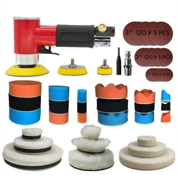 48Pcs 2" 3" Eccentric Pneumatic Sander Kit 90-degree Right Angle Polisher
