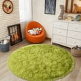 thumbnail image 2 of Socofuz Soft Round Fluffy Rug, Indoor Modern Carpet for Bedroom Kids Room Nursery, 4'x 4',Grass green, 2 of 7