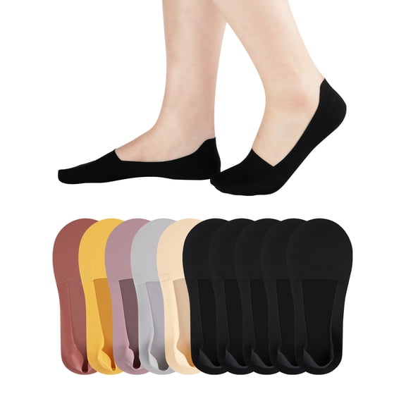 COMFOEX 10 pairs Womens No Show Socks Low cut Invisible Non Slip Thin Silk Socks for Women