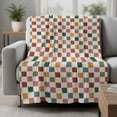 thumbnail image 2 of Colorful Checkered Blanket Soft Cozy Warm Twin Blanket for Bed, Plush Fuzzy Flannel Fleece Blankets for Sofa, Vintage Plaid Grid Geometric Beige Throw Blankets for Couch, Gifts for Men, 60"x80", 2 of 9